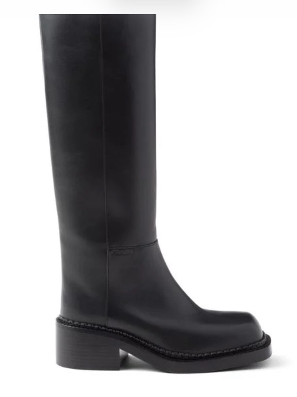 NEW Prada Black Leather Knee-High Block-Heel Boots SZ 9